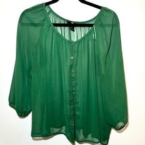 H&M Sheer Green Blouse